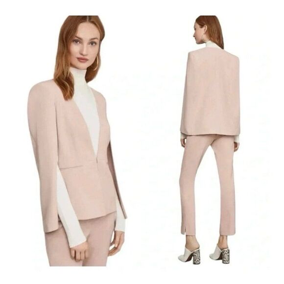 BCBGmaxazria Upas Bare Solid Pink Beige Cape Blazer Jacket Xs Small - Picture 5 of 7